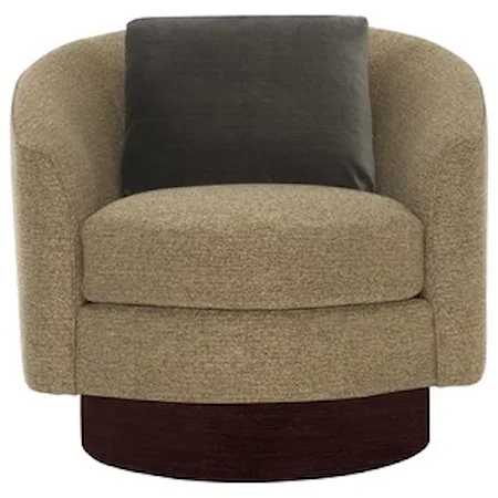 Barrel Back Swivel Chair with Wood Base